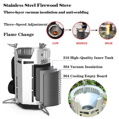 Outdoor Portable Smokeless Fire Pit with 360° Rotating Campfire Grill for Cookin - Picture 4 of 7