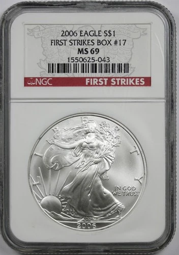 2006 Silver Eagle Dollar $1 NGC First Strikes Box #17 MS 69 1 oz Fine Silver