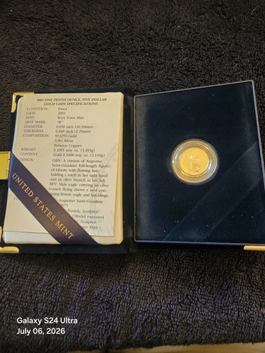 2002-W American Gold Eagle 1/10 oz Proof — photo from the most recent tracked eBay sale