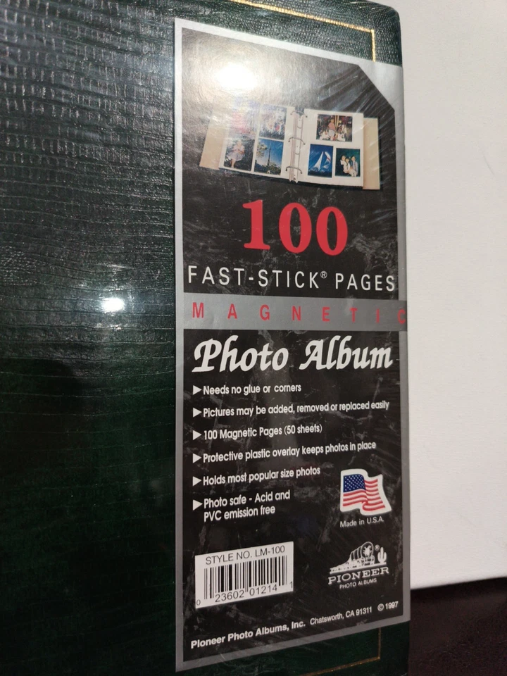 Pioneer Photo Album Magnetic 100 Stick Pages Green Gold Trim USA NOS Vtg Sealed - Image 3 of 4