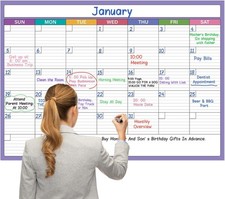 Large Dry Erase Calendar for Wall - 40" x 28", Erasable  Reusable Laminated ...