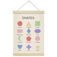 Shapes Poster Hanger Frame, Educational Learning Beige Canvas Wall Decor 12 1...