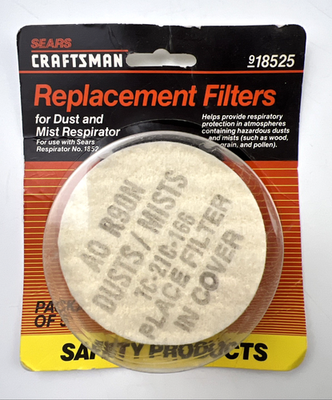 #ad Sears Craftsman Replacement Filters For Dust Mist Respirators #918525 Qty of 4 $11.99