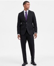  395 BRAND NEW NAUTICA Mens 38R Black Stripe Stretch 2 Piece Suit W/ Pants 32x31