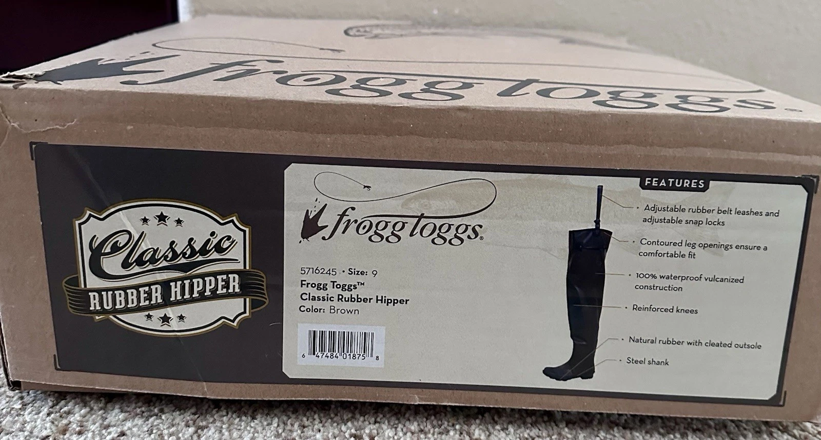 Frogg Toggs Men's Brown Hip Waders Size 9