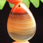 Orange Onyx Agate Teardrop Pendant Bead 35x25x7mm H21589