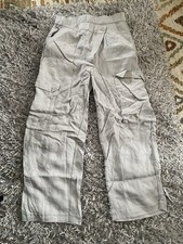 Woman  s Zara Size Medium Casual Cargo Pants Work Business Tab Beige Wide Leg