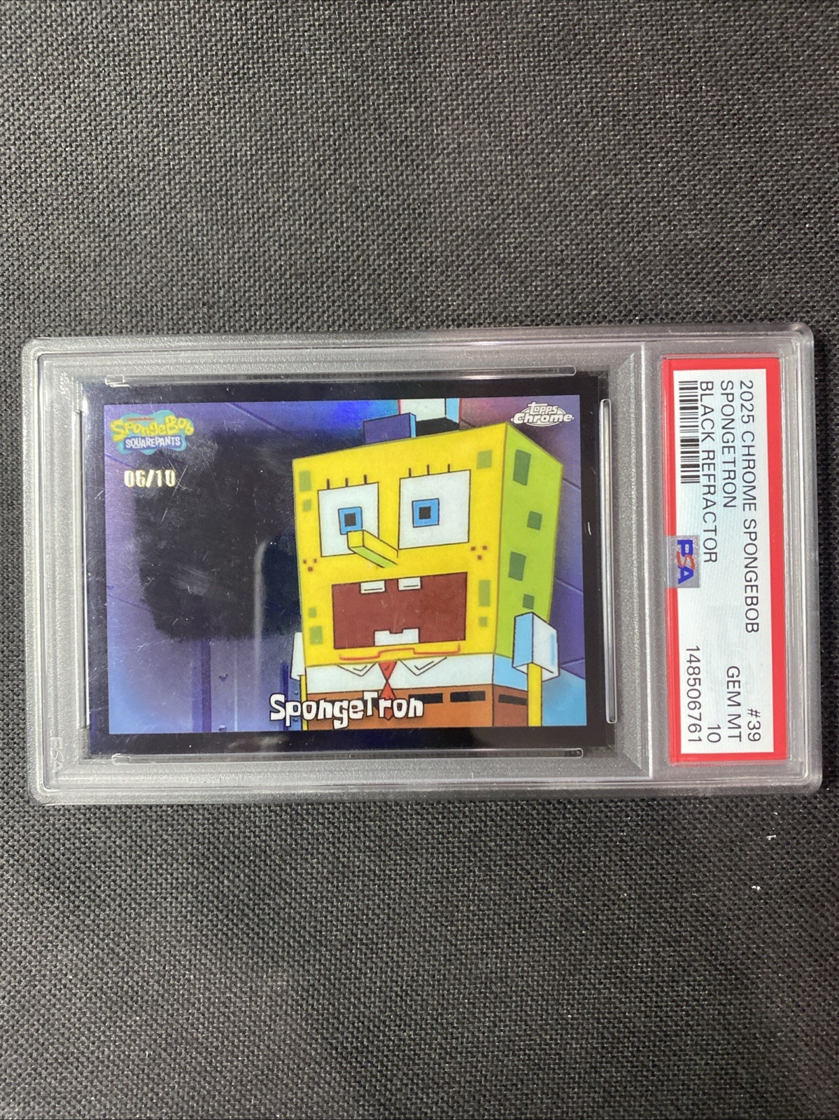 2025 Topps Chrome SpongeBob SpongeTron Black /10 #39 PSA 10