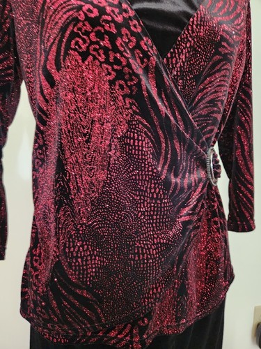 Top scollo a V nero rosso velluto metallizzato burnout taglia S scuro romantico gonna gotica taglia M - Foto 19 di 20