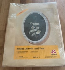 VTG LeeWards Bead Art Jeweled Lace Oval 9" x 12" Sealed #16-48708
