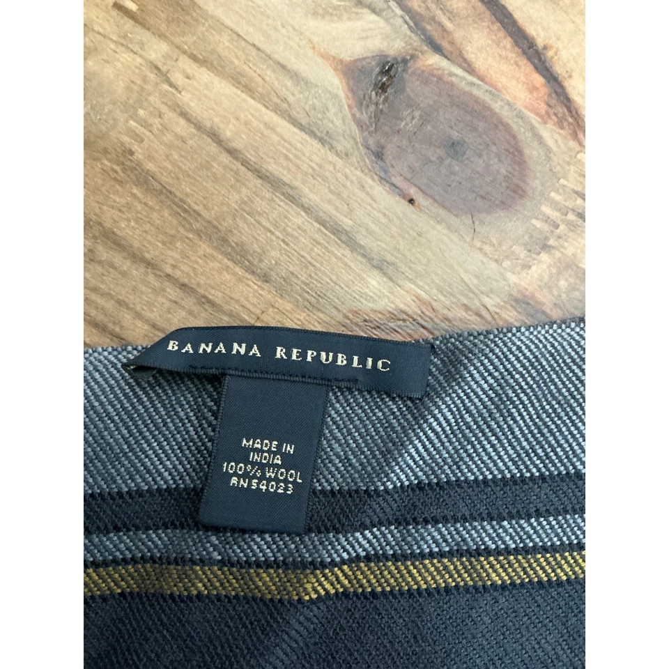 Banana Republic мужской клетку 100% шерсти шарф желтый серый один размер 72 x 15" - Изображение 3 из 3