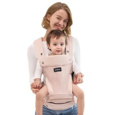 Momcozy Baby Carrier with Hip Seat, 2-in-1 Forward-Facing Carry Air Mesh-Pink