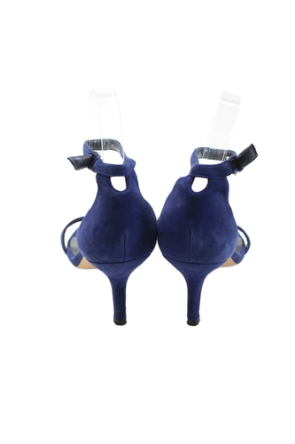 Stuart Weitzman Womens Suede Ankle Strap Sandal Heels Navy Blue Size 8.5 Medium - Picture 3 of 11