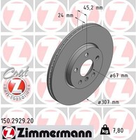 2X Zimmermann Bremsscheibe Coat Z 150.2929.20 FüR BMW F45 F46 X1 F48 Mini 2Er X2