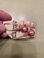 Red Vintage Jig Heads White Eyes X2