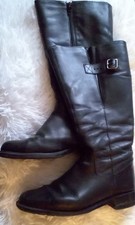 Vintage Black Full Zip Riding Boots with Silver Tone Buckle- Size 4