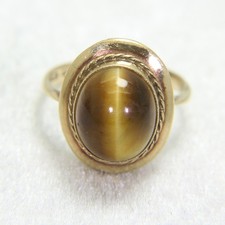 Vintage Tiger's Eye 9ct Yellow Gold ring size N 1/2 ~ 7