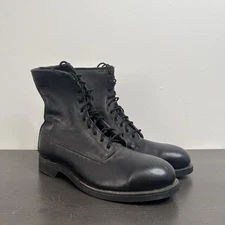 Vintage Addison Shoe Company Boots Mens 9 Black Leather Steel Toe Welding Work