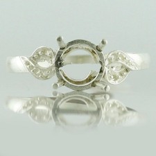 925 Sterling Silver 7mm Round Semi Mount Three-Stone Ring For Engagement Ring