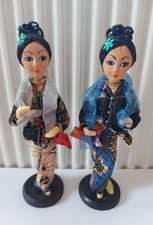 TWO VINTAGE SINGAPORE TRADITIONAL COSTUME SOUVENIR COLLECTABLE DOLLS - 1960s/70s