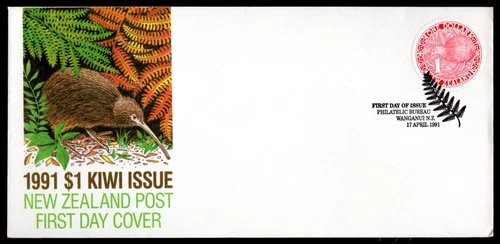 New Zealand - 1991 $1 Kiwi Bird Round Stamp First Day Cover