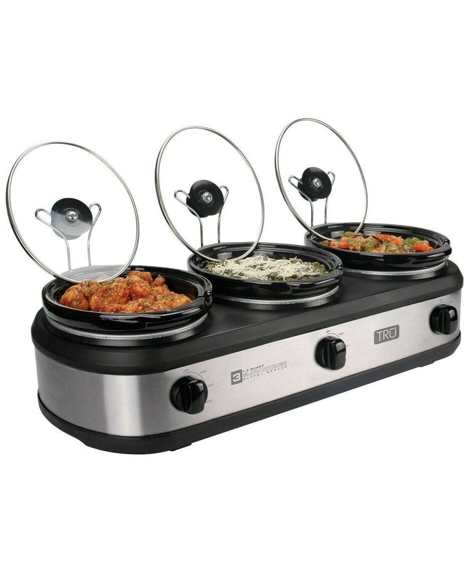 TRU brand triple slow cooker with 1.5 qt inserts