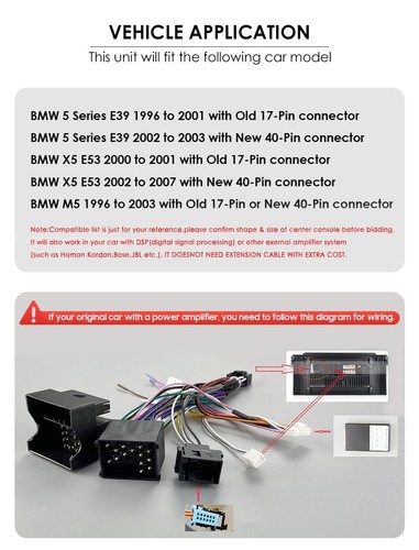7" For BMW E39 E53 X5 GPS Navi Android 13 Car Stereo Radio CarPlay BT FM 2+64GB - Picture 3 of 6