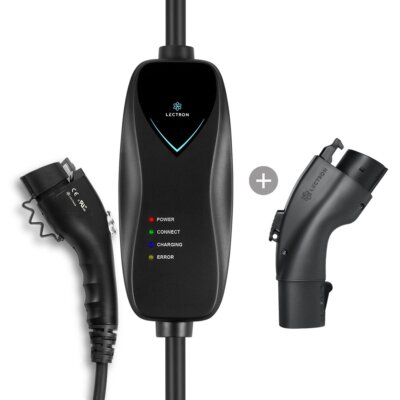 J1772 NEMA 5-15 Plug 15 Amp EV Charger + 48 Amp Tesla to J1772 Adapter Bundle