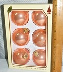Vtg 6 KREBS Christmas Feather Tree Blown Glass ORNAMENTS In Box Peach Pink Lot — photo 8
