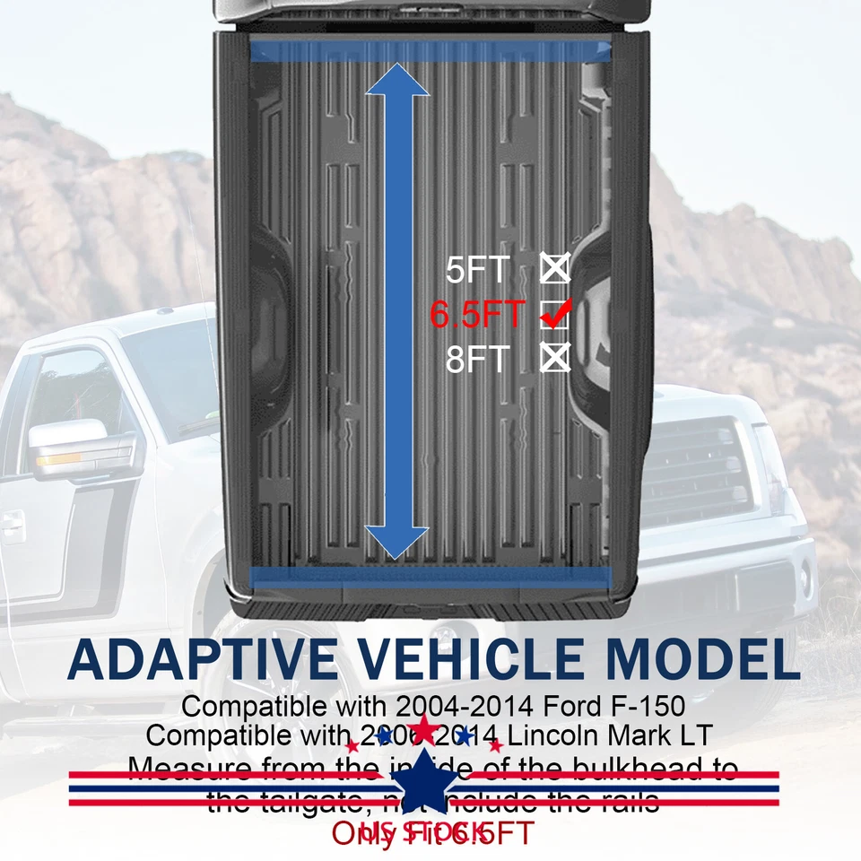 6.5ft Hard Tri-Fold Tonneau Cover For 2004-14 Ford F-150 2006-14 Lincoln Mark LT Foto 3 de 4