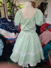 Square Dance Outfit Skirt Dress Green Striped