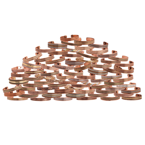 Lotto sfuso bracciali unisex in rame tibetano motivo magnetico indiano rame puro - Foto 9 di 16