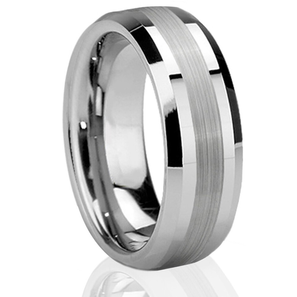 Men's Black & Gold Tungsten Carbine 8mm Comfort Fit Wedding Band Ring – SR112, Unbranded