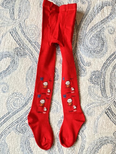 Girls Printed Red Tights Size 4-6 Chinese Packaging Writing Good Quality NEW - Picture 4 of 11