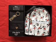Disney Mickey Mouse 3 pc Gift Set Mini Backpack Card Wallet Keychain New in Box