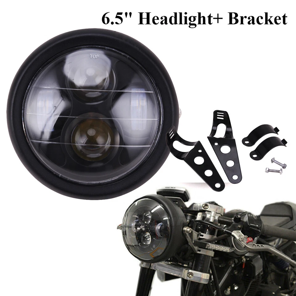 6.5'' Motorcycle Universal LED Headlight & Bracket For Harley Bobber Cafe Racer - Image 2 of 4