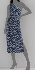 Lauren Ralph Lauren Women's Blue Floral Belted Jersey One-Shoulder Dress Size 12