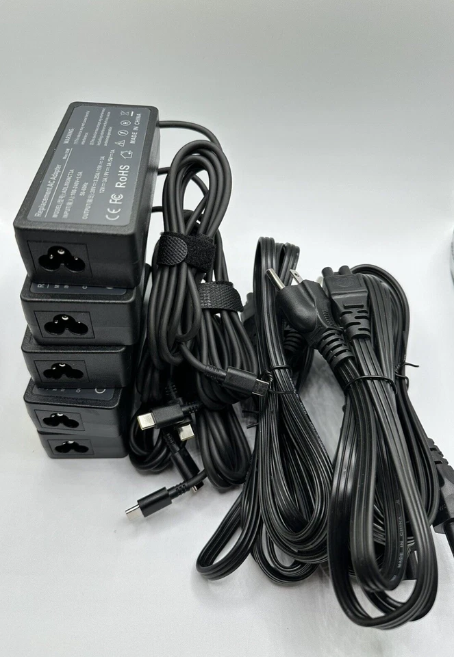 PACK OF 5 CHARGERS 65W 20V 3.25A USB-C Charger Type-C Adapter For CHROMEBOOKS - Image 3 of 4