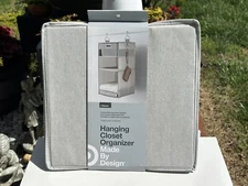 NWT Hanging Fabric Storage Organizer 3 Shelf Light Gray Made By Design