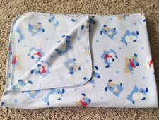 Circo Blue Fleece Baby Blanket Puppy Dog Print Stitched Edge