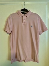 Ralph Lauren Polo Shirt Pink Mens Medium Custom Slim Fit