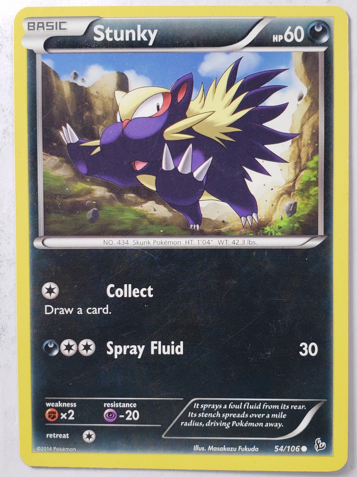 Stunky 54/106 - LP - XY Flashfire Pokemon Card - Masakazu Fukuda Art