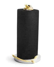 Designer Elegant Paper Towel Holder Stainless Steel Gold Accents