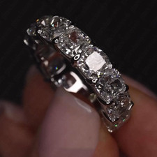 10.05Ctw Cushion Moissanite Full Eternity Wedding Band Ring Solid 950 Platinum