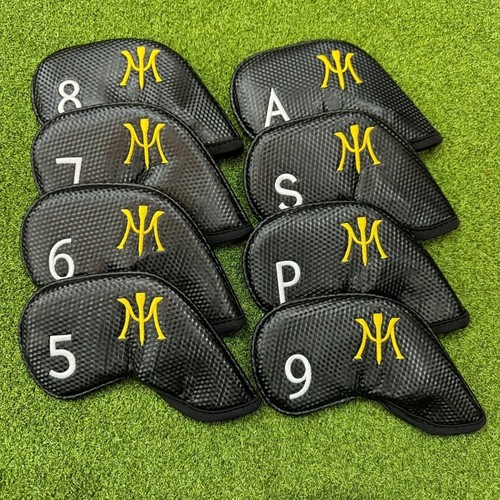New Miura Gold White logo Golf Club Iron 3-9-PASX Headcover Black Carbon Magnet - Picture 16 of 27