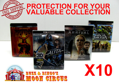 10x 4K UHD WITH SLIPCOVER (SIZE 4K2) - CLEAR PLASTIC BOX PROTECTOR SLEEVE