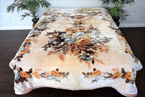 ☀️Thick & Heavy 12 POUND Korean Mink Style Soft KING Reversible Blanket Flowers