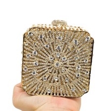Small Evening Clutch Crystal Rhinestone Wedding Handbag Party Purse Box Bag