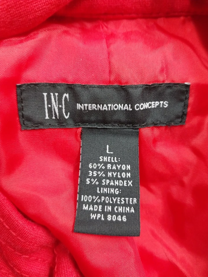 Chaqueta INC International Concepts Mujer Talla Grande Rojo Volantes Forrado Cremallera Abrigo Foto 3 de 4