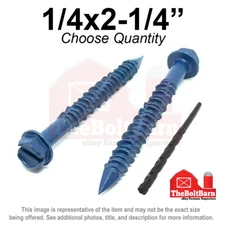 1/4x2-1/4" Slotted Hex Washer Head Phillips Piercing Point Concrete Screws Blue